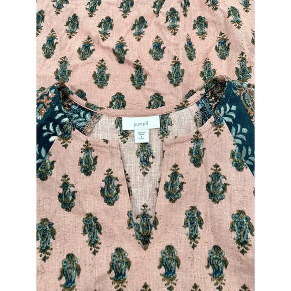 J. Jill linen cotton blend Folkloric Stamped Paisley tunic Size SP - Picture 7 of 8